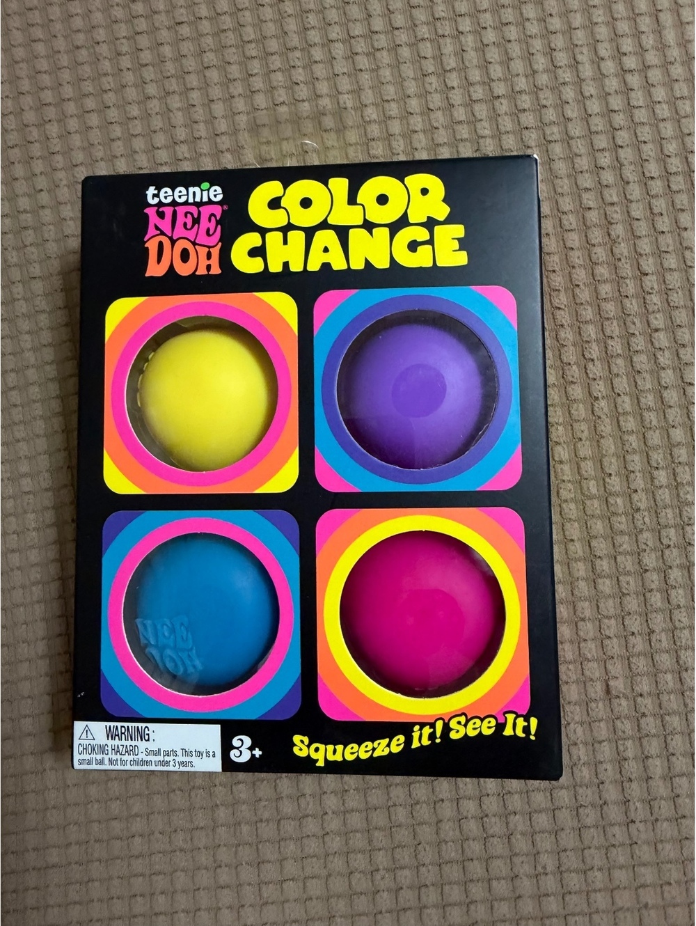 Schylling Teenie NeeDoh Color Change 4 Pack Sensory Fidget Toys New
